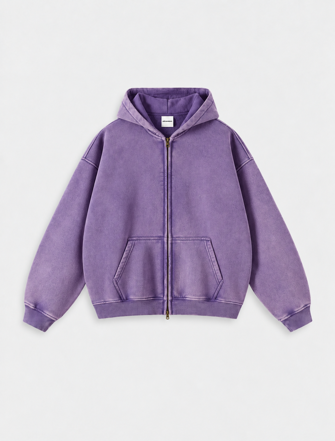 Washed Distressed Fleece Zip-Up Jacket